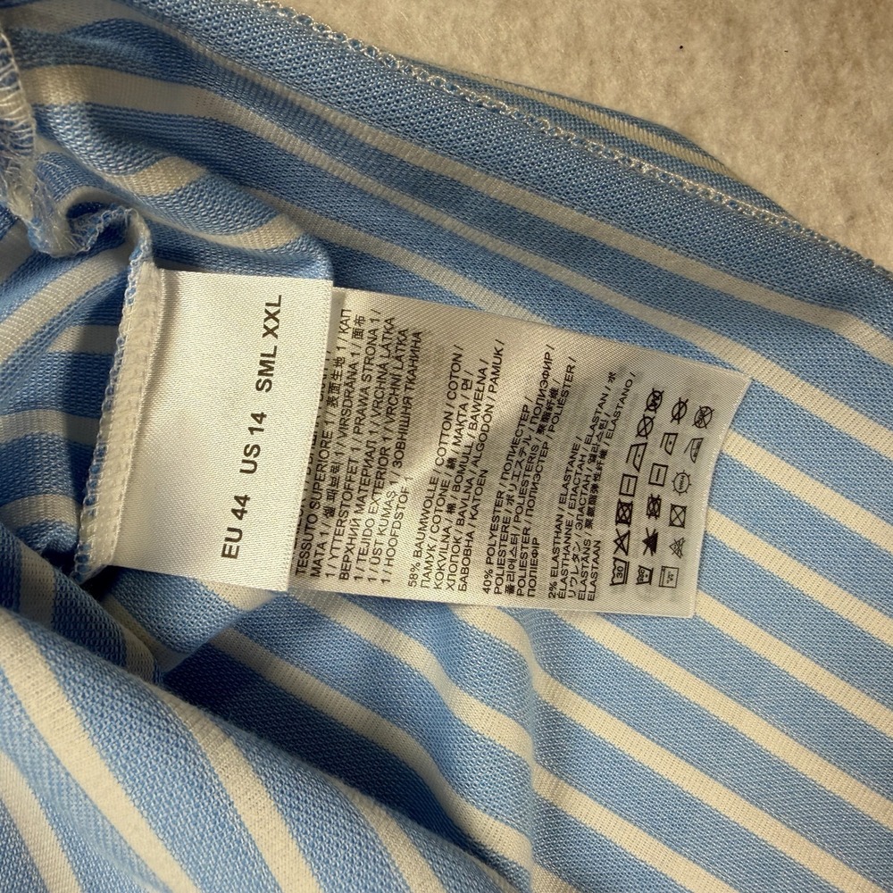 Bogner Women's Peony Blue White Striped Performance Cotton Polo Shirt XXL NWT - Picture 8 of 11